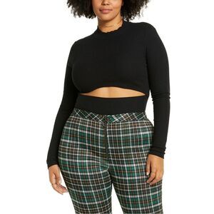 NWOT! BP. Black Mock Neck Rib Cut Out Top - Size 2X
